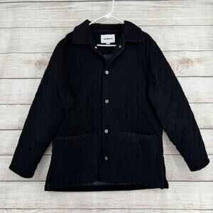 Cacharel Quilted Corduroy Jacket Mens Medium Black Lined Snap Down